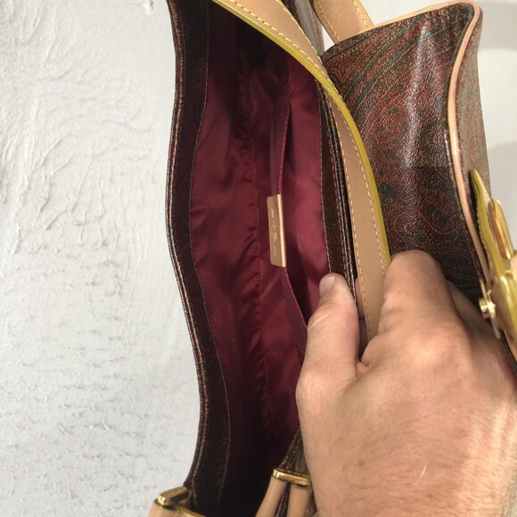 Etro Brown and Gold Paisley Bag - Picture 11 of 16